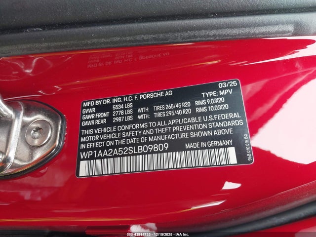 2025 PORSCHE MACAN WP1AA2A52SLB09809 Photo 8