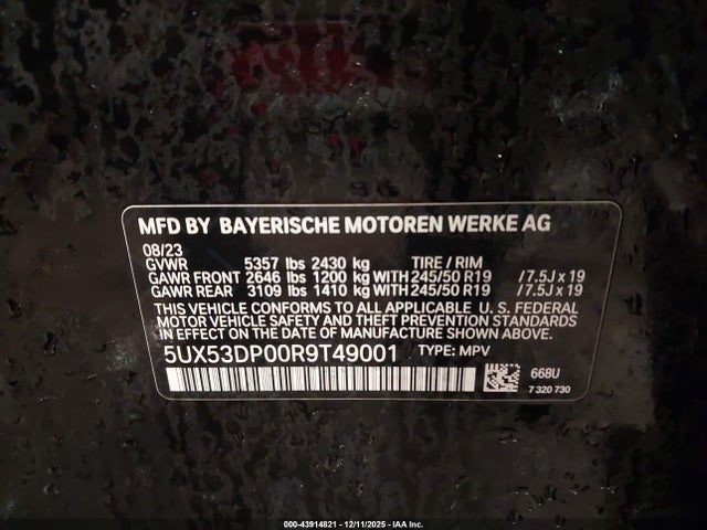 5UX53DP00R9T49001 BMW X3 Xdrive30i