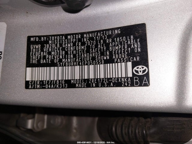 2014 TOYOTA COROLLA 5YFBURHE4EP050558 Photo 8