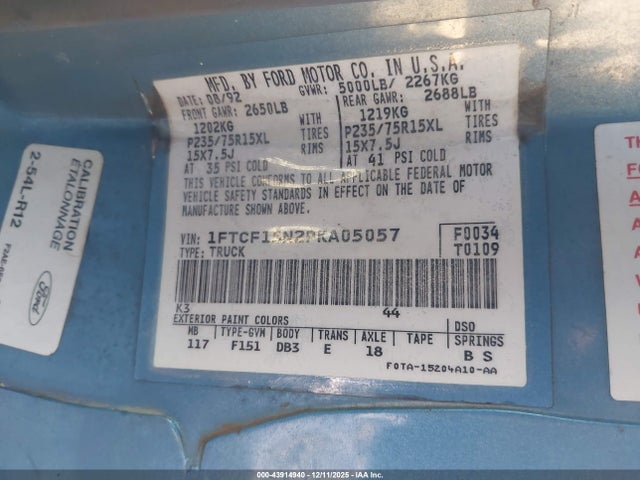 1993 FORD F150 1FTCF15N2PKA05057 Photo 8