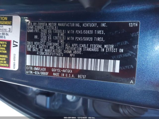 2015 TOYOTA VENZA 4T3BK3BB3FU114873 Photo 8