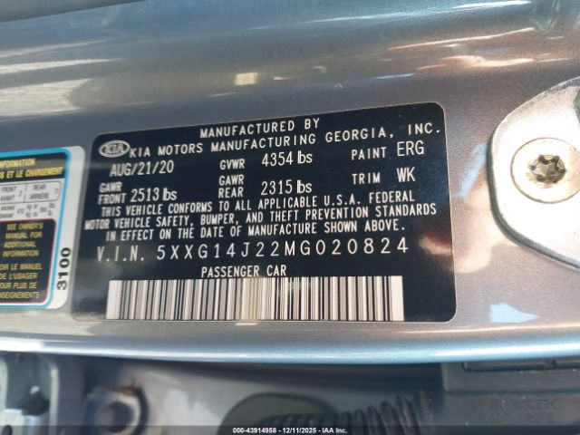 2021 KIA K5 5XXG14J22MG020824 Photo 8