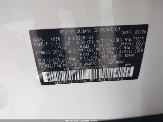 2025 SUBARU OUTBACK 4S4BTADC1S3269762 Photo 8