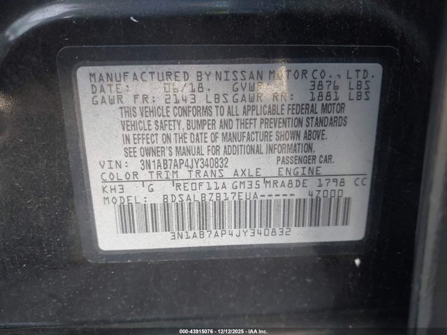 Nissan SENTRA S 2018 3N1AB7AP4JY340832 Image 9