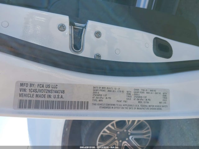 2022 JEEP WAGONEER 1C4SJVDT2NS144748 Photo 8