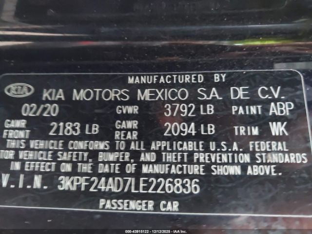 2020 KIA FORTE 3KPF24AD7LE226836 Photo 8