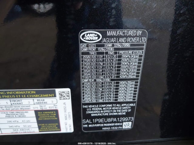 2023 LAND ROVER RANGE ROVER SPORT SAL1P9EU8PA129973 Photo 8