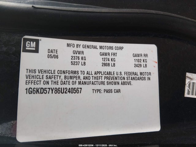 2006 CADILLAC DTS 1G6KD57Y86U240567 Photo 8