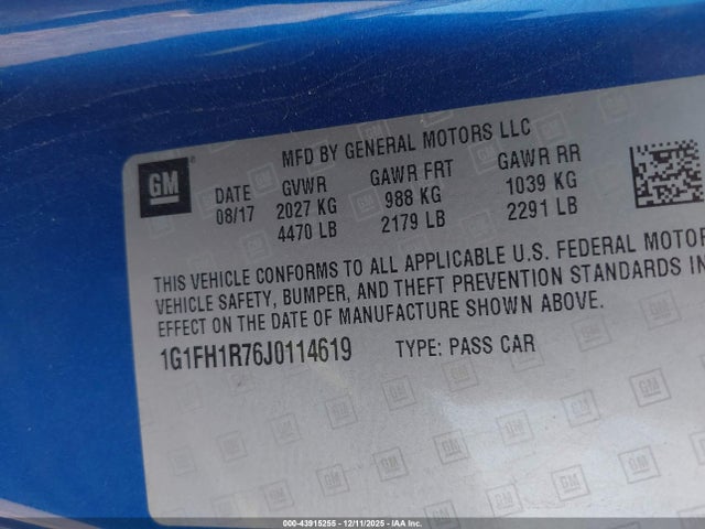 1G1FH1R76J0114619 Chevrolet CAMARO 2SS
