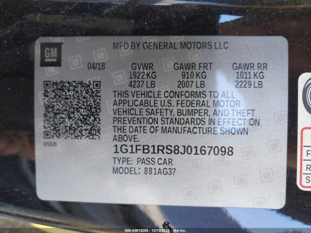 2018 CHEVROLET CAMARO 1G1FB1RS8J0167098 Photo 8