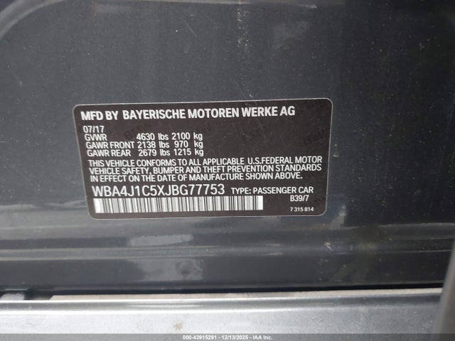 WBA4J1C5XJBG77753 BMW 430i Gran Coupe