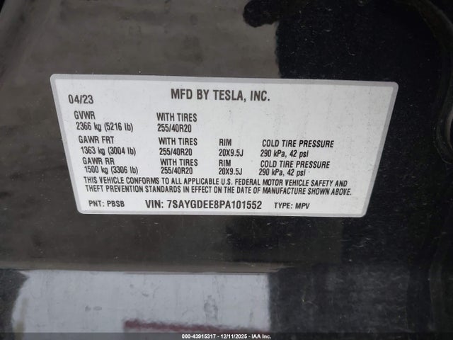 2023 TESLA MODEL Y 7SAYGDEE8PA101552 Photo 8