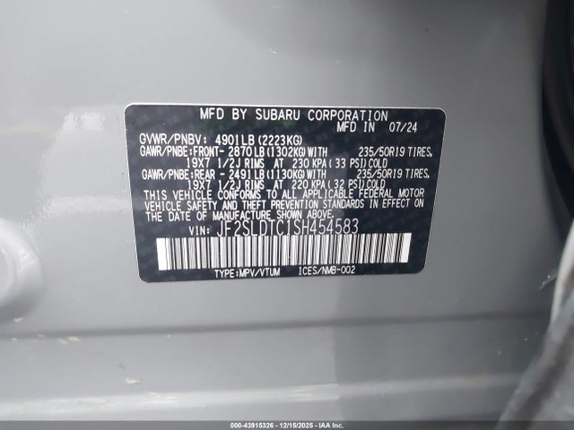 Subaru Forester Touring 2025 JF2SLDTC1SH454583 Image 9