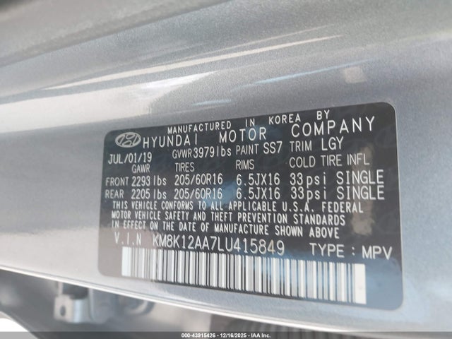 Hyundai Kona Se 2020 KM8K12AA7LU415849 Image 9