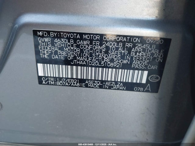 2020 LEXUS IS 300 JTHAA1D20L5108921 Photo 8