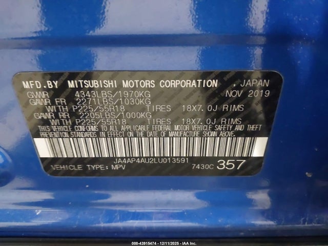 2020 MITSUBISHI OUTLANDER SPORT JA4AP4AU2LU013591 Photo 8