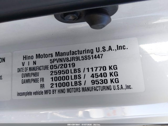 5PVNV8JR9L5S51447 Hino 268/338