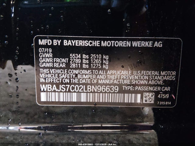 WBAJS7C02LBN96639 BMW M550i Xdrive