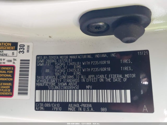 Toyota SIENNA XLE 2022 5TDJRKEC5NS089450 Image 9