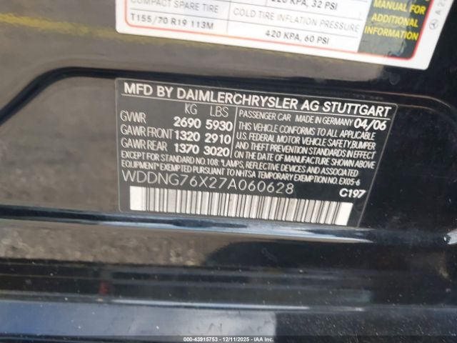 2007 MERCEDES-BENZ S 600 WDDNG76X27A060628 Photo 8