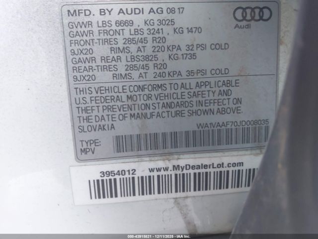 2018 AUDI Q7 WA1VAAF70JD008035 Photo 8
