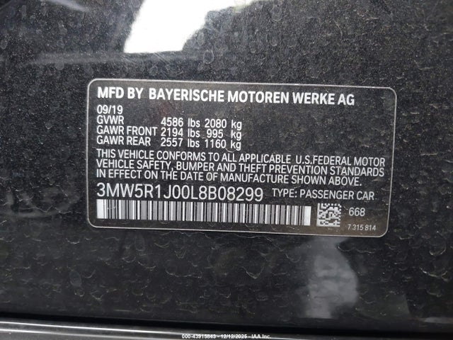 3MW5R1J00L8B08299 BMW 330I