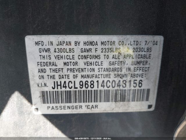 2004 ACURA TSX JH4CL96814C043156 Photo 8