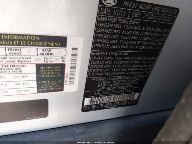 2015 LAND ROVER RANGE ROVER SPORT SALWR2VF7FA613883 Photo 8