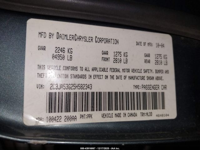 2005 CHRYSLER 300 2C3JA53G25H582343 Photo 8
