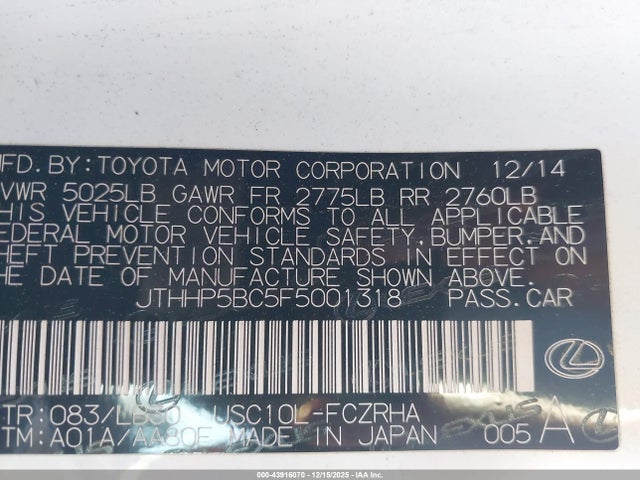 2015 LEXUS RC F JTHHP5BC5F5001318 Photo 8