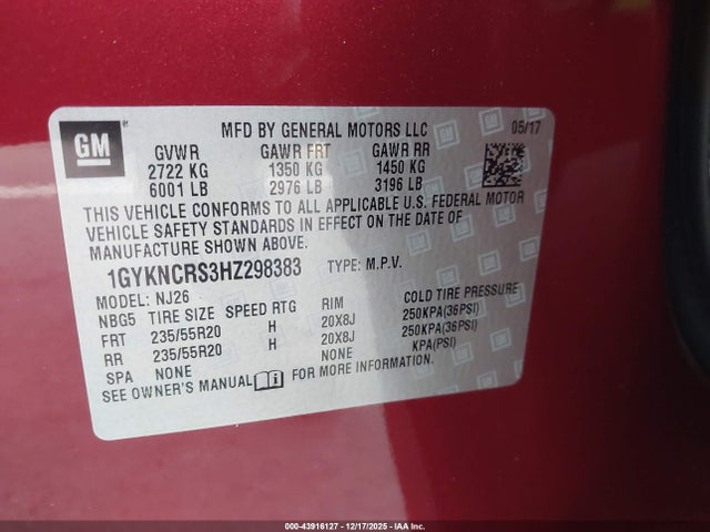 2017 CADILLAC XT5 1GYKNCRS3HZ298383 Photo 8