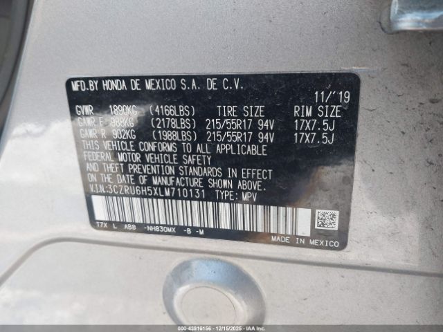 2020 HONDA HR-V 3CZRU6H5XLM710131 Photo 8