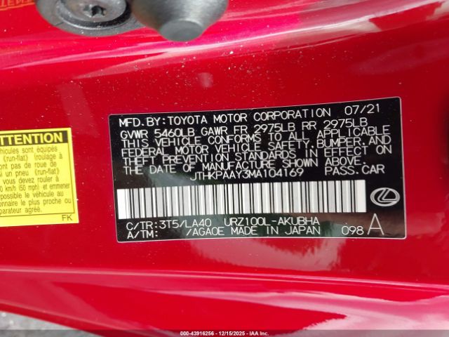 2021 LEXUS LC 500 JTHKPAAY3MA104169 Photo 8