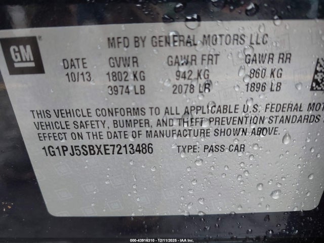 1G1PJ5SBXE7213486 Chevrolet Cruze Eco Manual