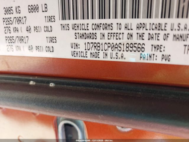 2010 DODGE RAM 1500 1D7RB1CP0AS189566 Photo 8