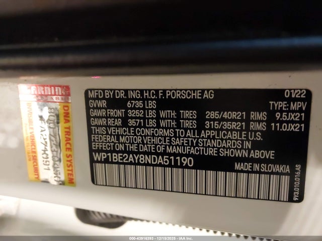 2022 PORSCHE CAYENNE WP1BE2AY8NDA51190 Photo 8