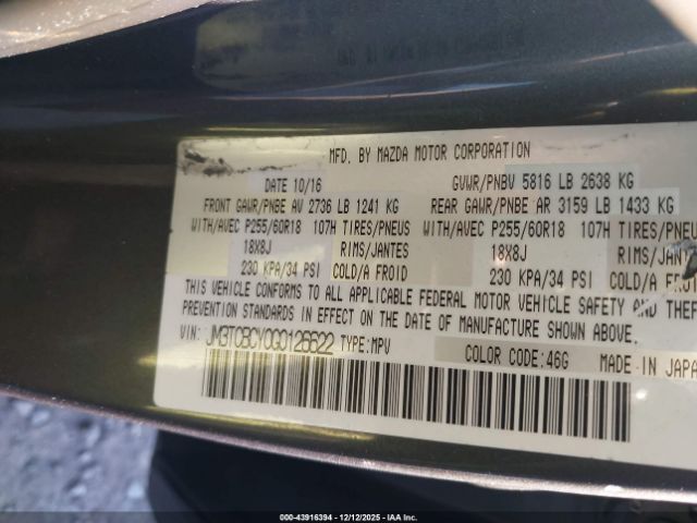 2016 MAZDA CX-9 JM3TCBCY0G0126622 Photo 8