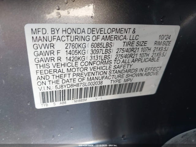 Продажа на аукционе авто 2025 Acura Mdx Type S Advance Package, vin: 5J8YD8H87SL002038, номер лота: 43916406