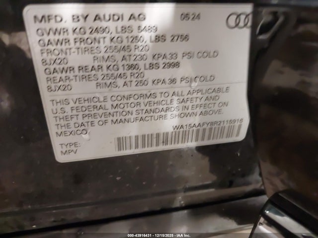 2024 AUDI Q5 SPORTBACK WA15AAFY8R2115916 Photo 8