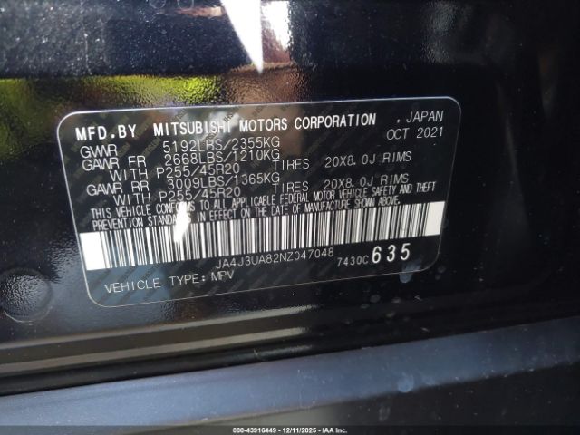 2022 MITSUBISHI OUTLANDER JA4J3UA82NZ047048 Photo 8