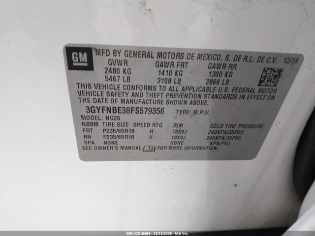 2015 CADILLAC SRX 3GYFNBE38FS579356 Photo 8