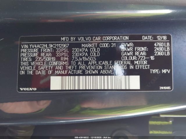 2019 VOLVO XC40 YV4AC2HL9K2112967 Photo 8