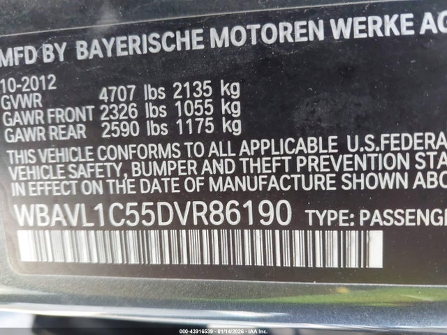 2013 Bmw X1 Xdrive28i მანქანა იყიდება აუქციონზე, vin: WBAVL1C55DVR86190, აუქციონის ნომერი: 43916539