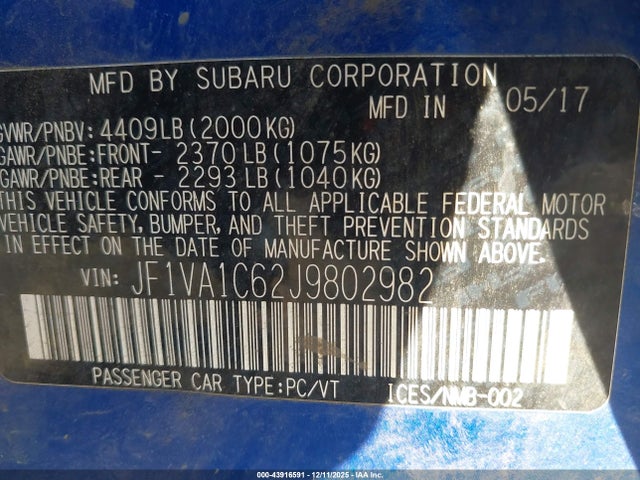 2018 SUBARU WRX JF1VA1C62J9802982 Photo 8