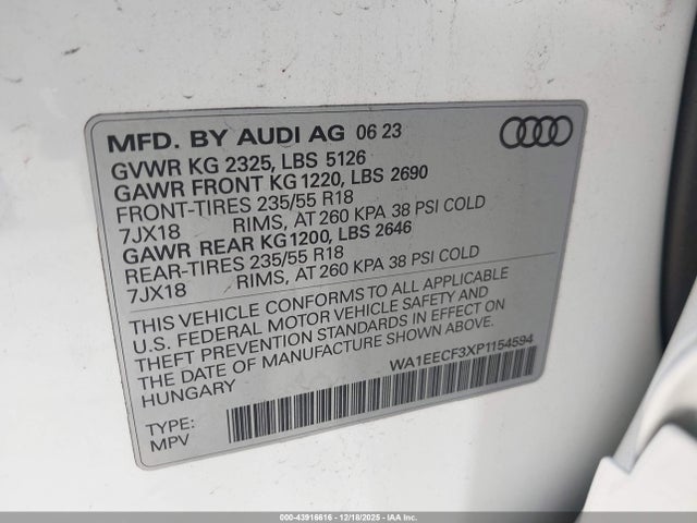 2023 AUDI Q3 WA1EECF3XP1154594 Photo 8
