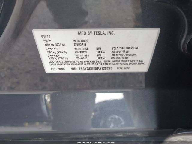 2023 TESLA MODEL Y 7SAYGDEE5PA125274 Photo 8