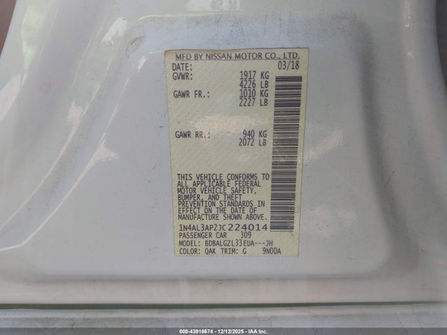 2018 NISSAN ALTIMA 1N4AL3AP2JC224014 Photo 8