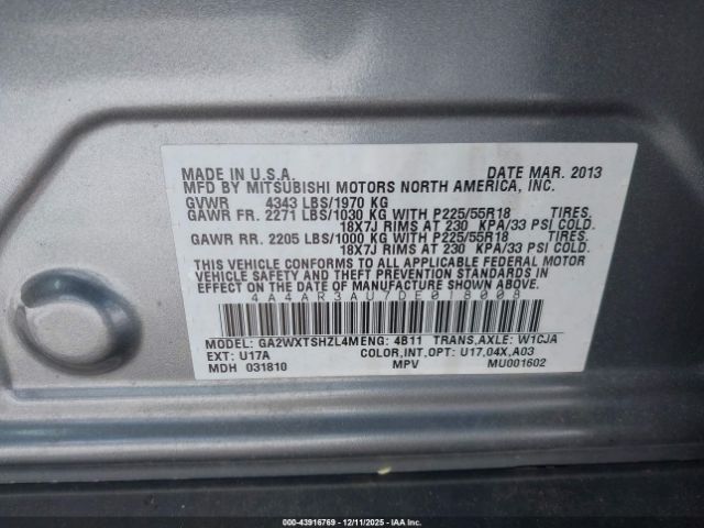 2013 MITSUBISHI OUTLANDER SPORT 4A4AR3AU7DE018008 Photo 8