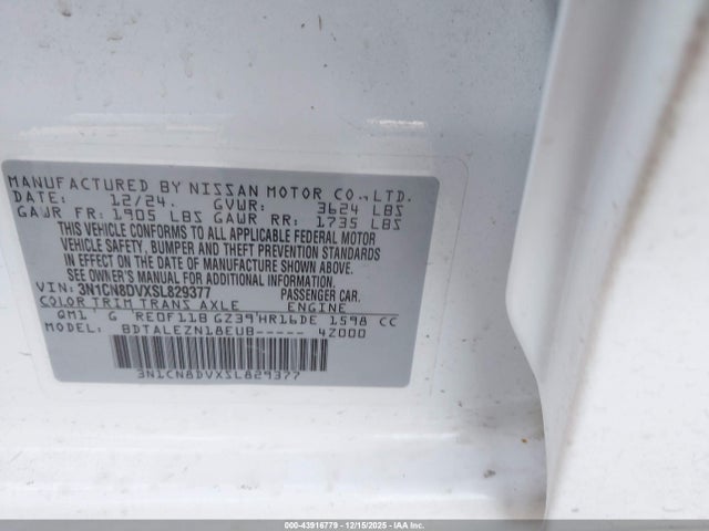 Nissan Versa 1.6 S 2025 3N1CN8DVXSL829377 Image 9
