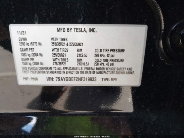 2022 TESLA MODEL Y 7SAYGDEF2NF319933 Photo 8